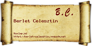 Berlet Celesztin névjegykártya